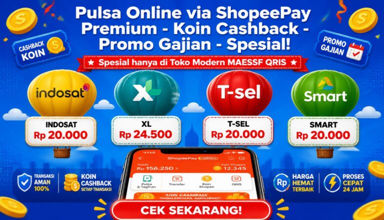 Pulsa Online via ShopeePay Premium Koin Cashback Promo Gajian Spesial
