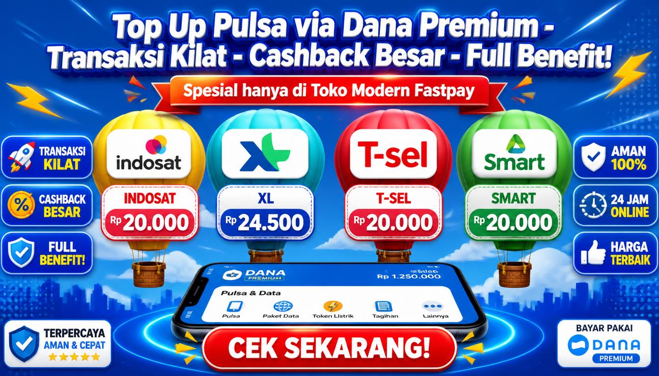Top Up Pulsa via Dana Premium Transaksi Kilat Cashback Besar Full Benefit