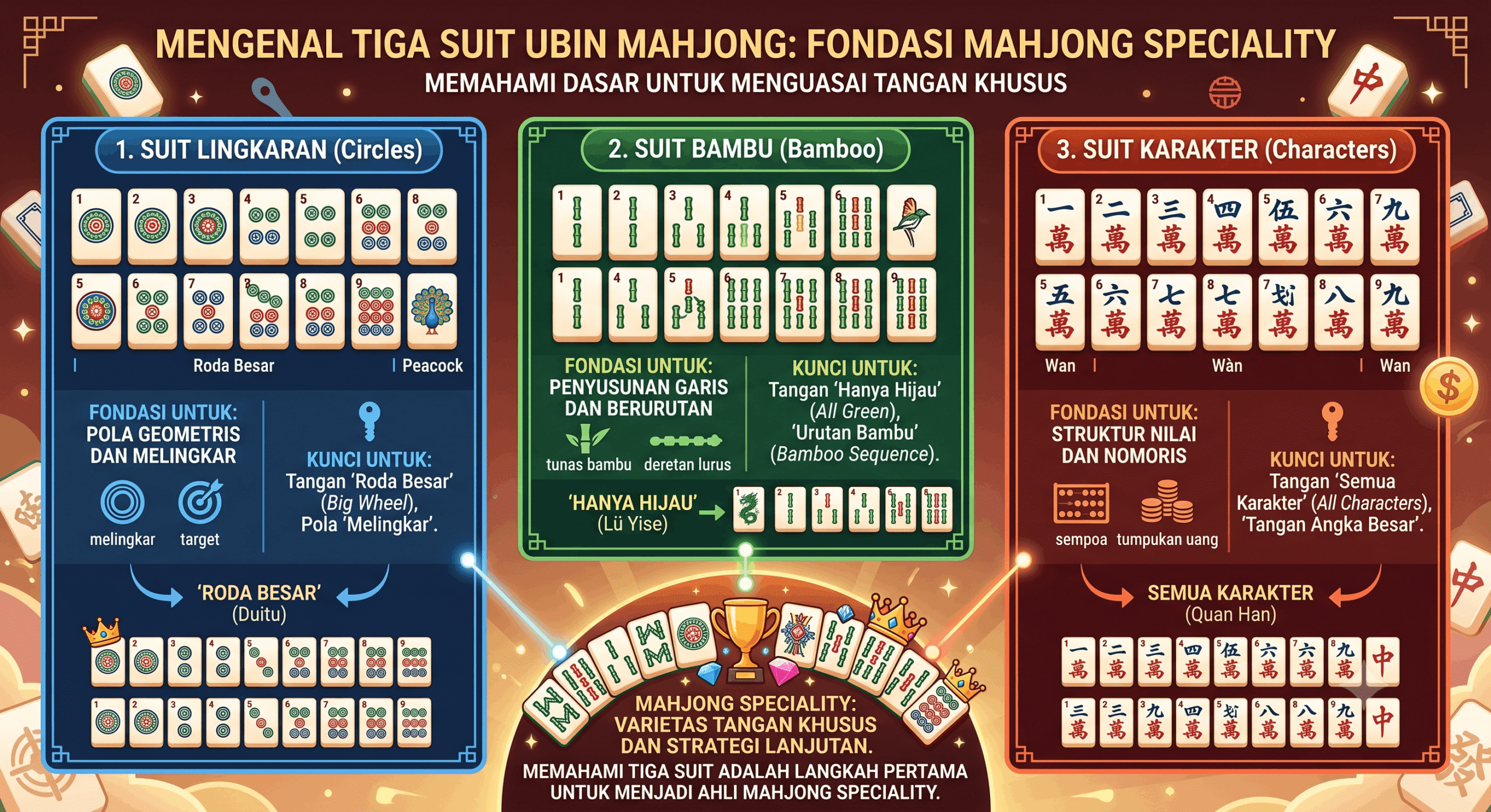 Ilustrasi: Mengenal Tiga Suit Ubin Mahjong sebagai Fondasi Mahjong Speciality