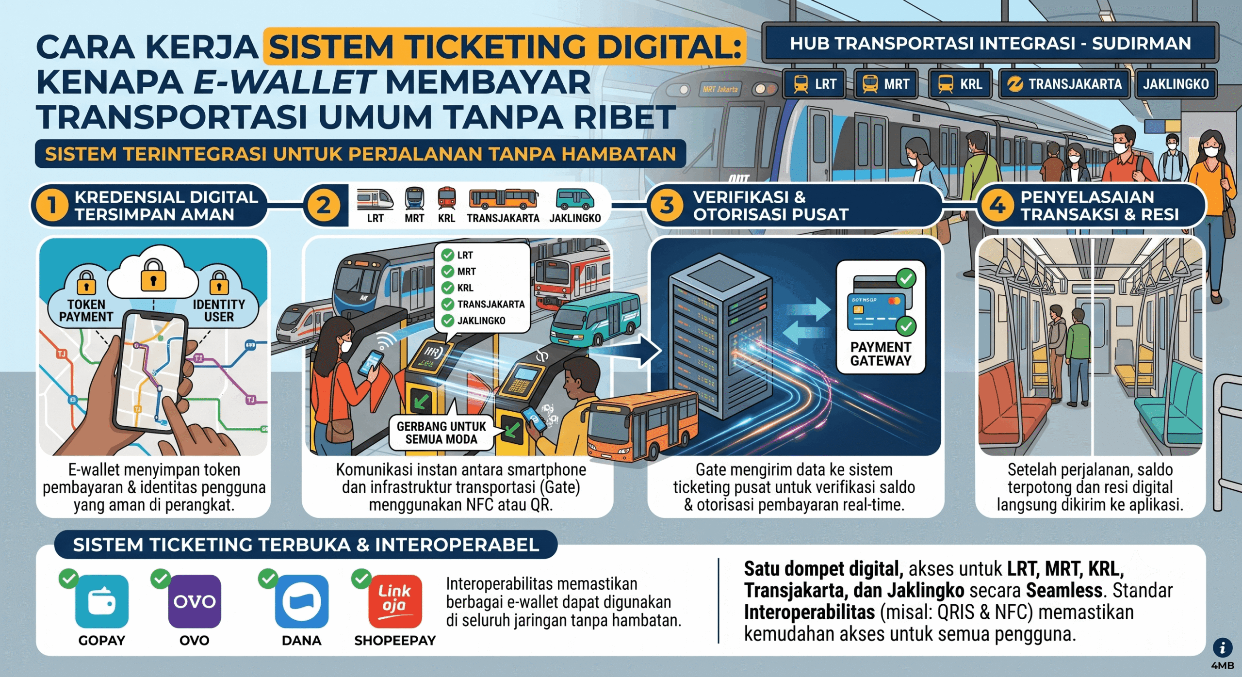 Ilustrasi: Cara Kerja Sistem Ticketing Digital: Kenapa E-wallet Bisa Membayar Transportasi Umum tanpa Ribet