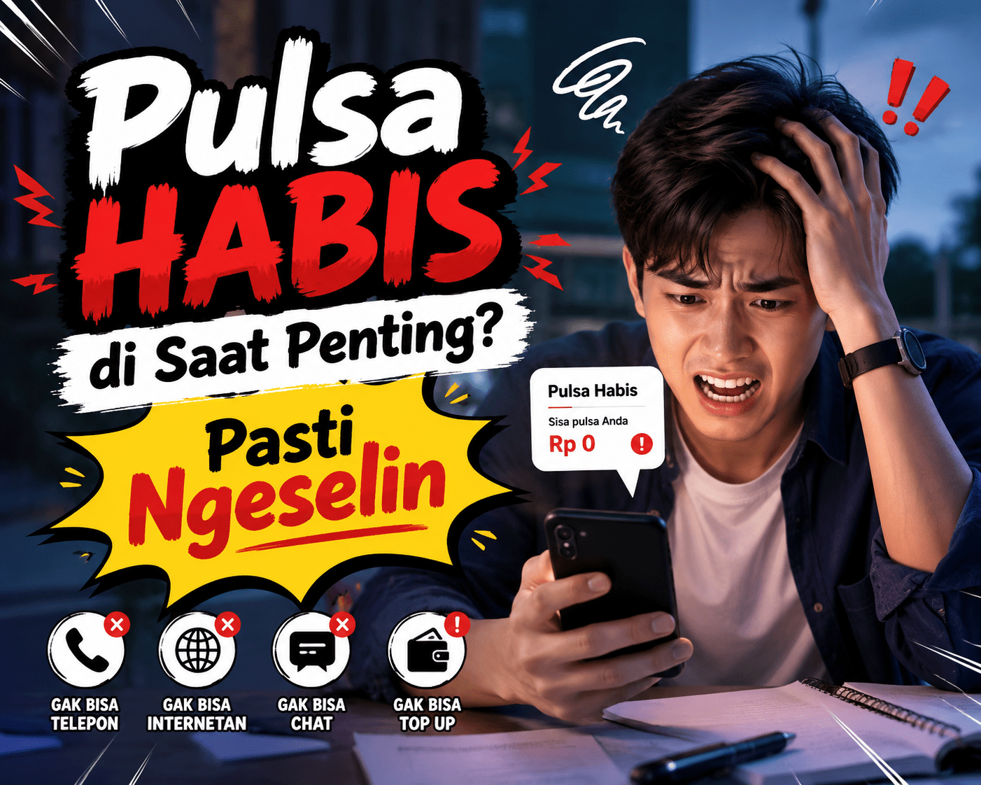 Pulsa Habis di Saat Penting Pasti Ngeselin